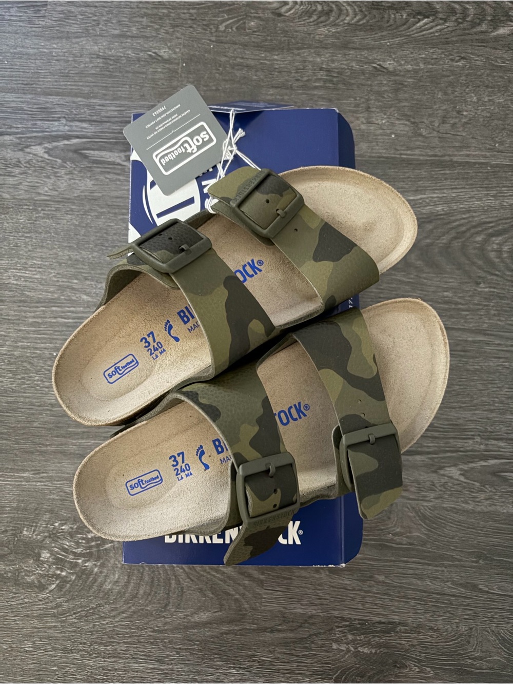 Birkenstock Arizona Soft-Footbed Desert Soil Camo Green Size 37 NWT